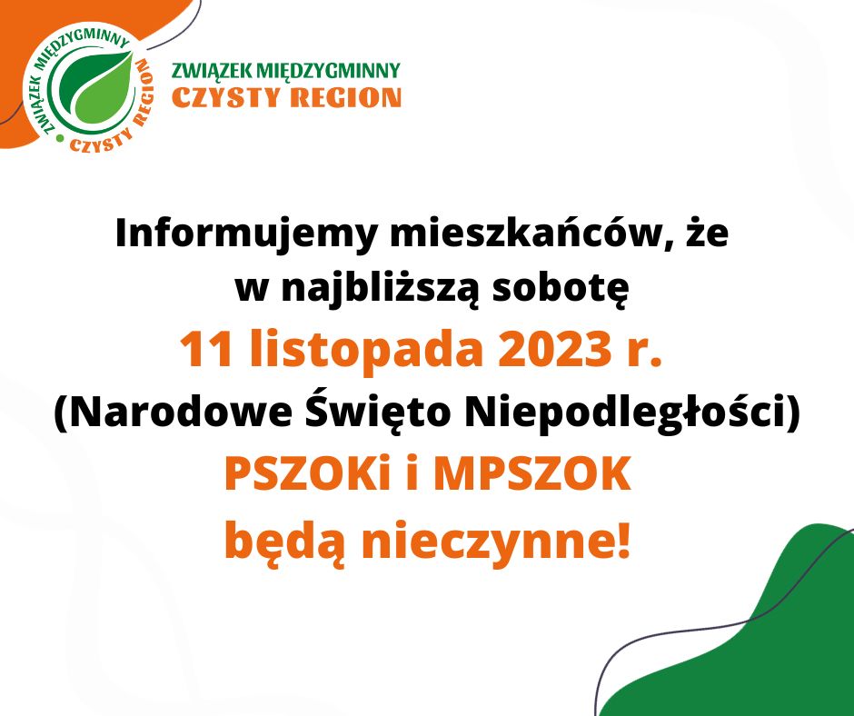 11 listopada PSZOK nieczynne