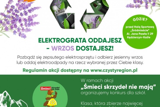 Wymień elektroodpady na wrzosy lub wesprzyj wybraną przez Ciebie klasę w konkursie międzyszkolnym w ramach akcji „ŚMIECI SKRZYDEŁ NIE MAJĄ”